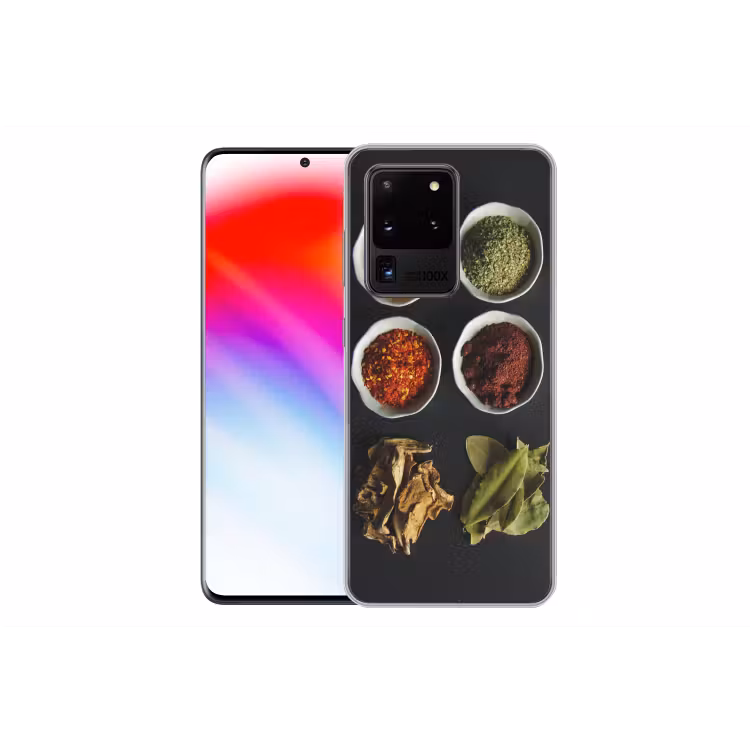 Pollepel - Specerijen - Kruiden - Groen - Bruin - Rustiek Telefoonhoesje Samsung Galaxy S20 Ultra klein -dubbelS20Ultra