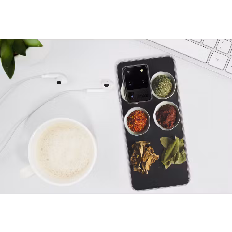 Pollepel - Specerijen - Kruiden - Groen - Bruin - Rustiek Telefoonhoesje Samsung Galaxy S20 Ultra klein -oordopS20Ultra