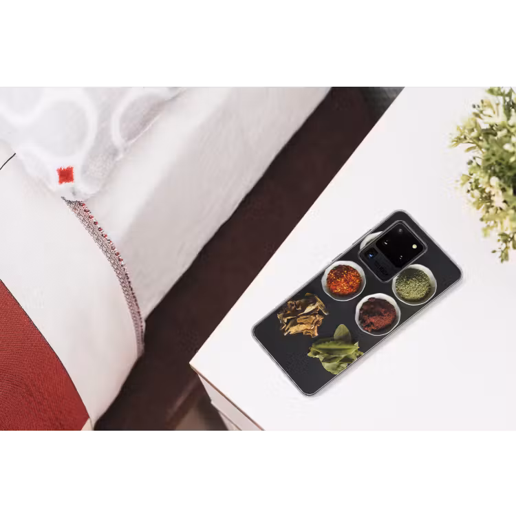 Pollepel - Specerijen - Kruiden - Groen - Bruin - Rustiek Telefoonhoesje Samsung Galaxy S20 Ultra klein -kamerS20Ultra
