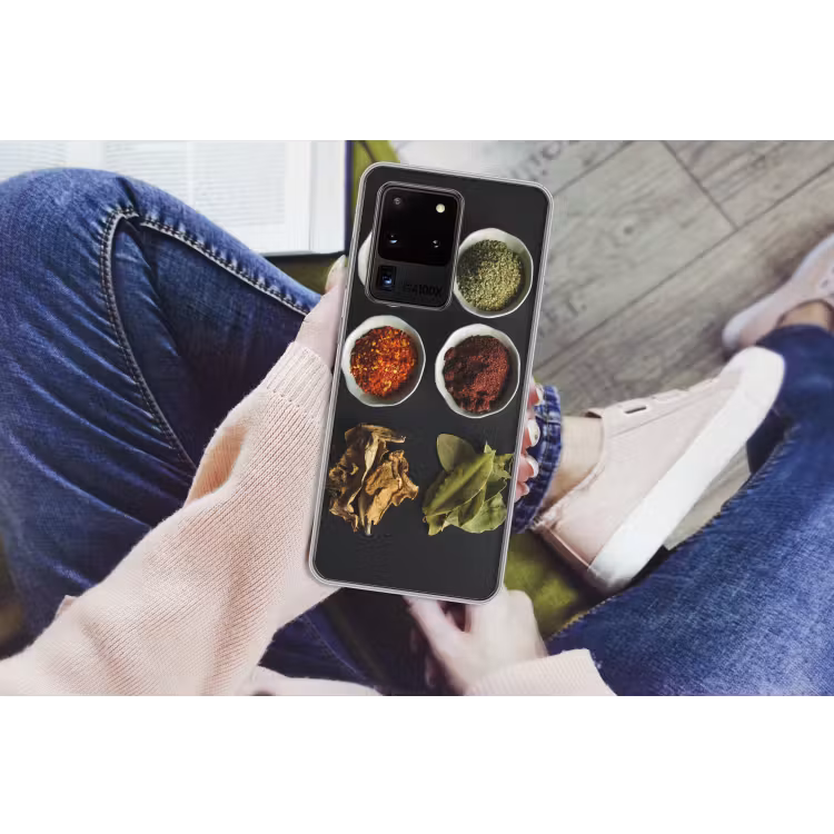 Pollepel - Specerijen - Kruiden - Groen - Bruin - Rustiek Telefoonhoesje Samsung Galaxy S20 Ultra klein -handS20Ultra
