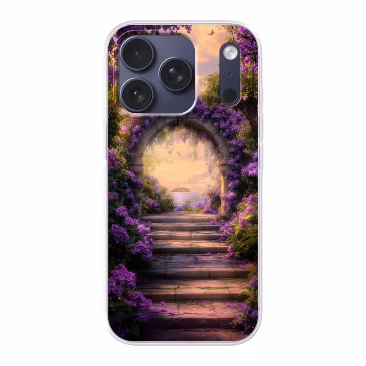 Poort - Paars - Bloemen Telefoonhoesje iPhone 17 Pro klein -3d