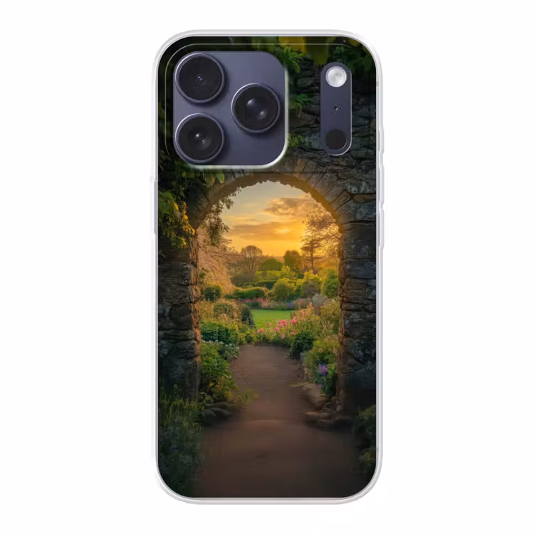 Poort - Planten - Zonsondergang Telefoonhoesje iPhone 17 Pro klein -3d