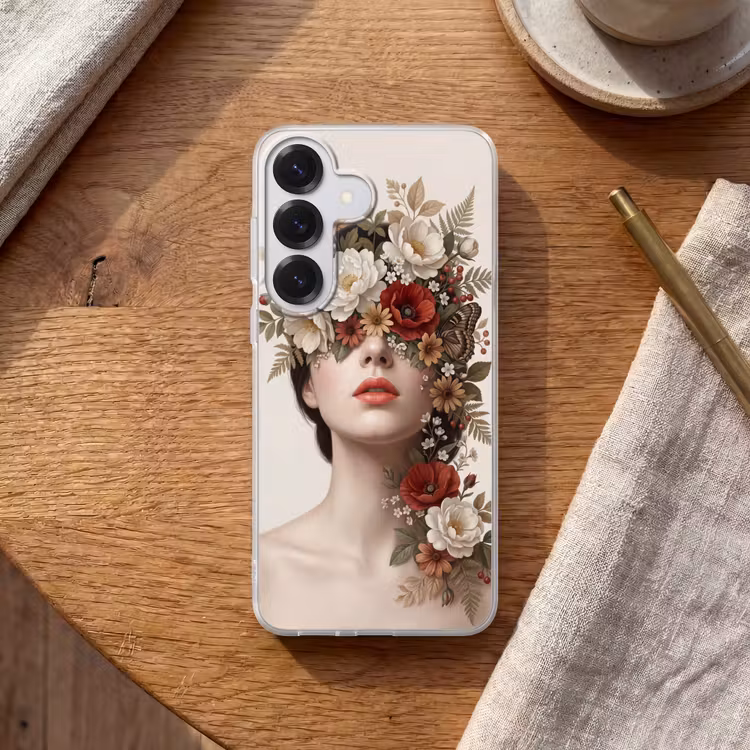 Portret - Bloemen - Cremé Telefoonhoesje Samsung Galaxy S26 klein -sfeer1