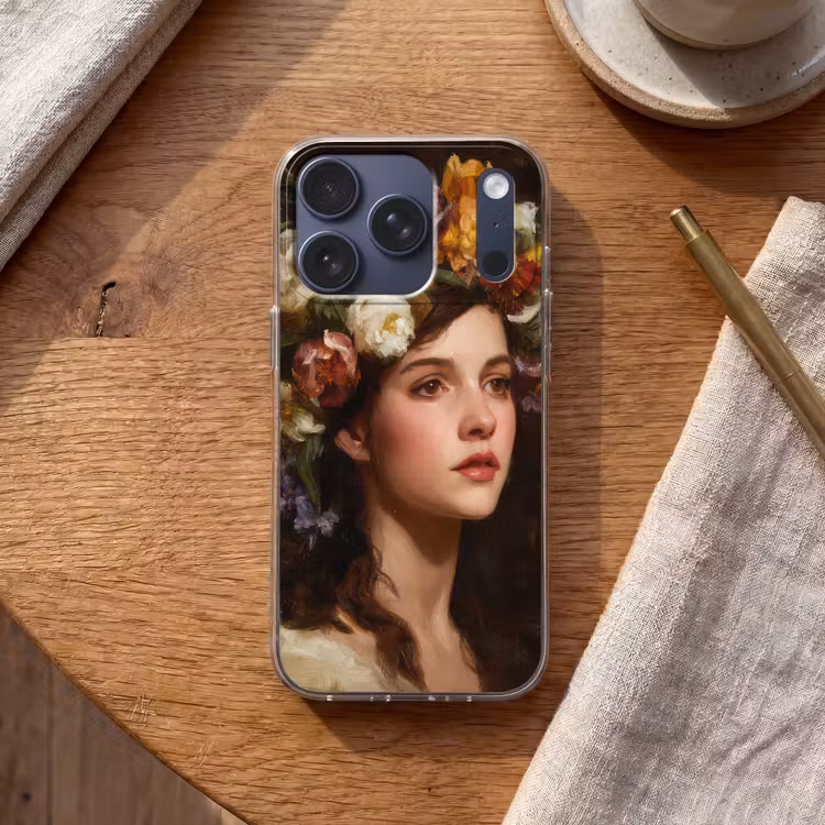 Portret - Vrouw - Bloemen Telefoonhoesje iPhone 17 Pro klein -sfeer1