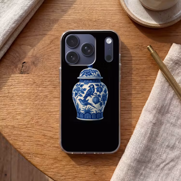 Pot - Delfts Blauw - Bloemen Telefoonhoesje iPhone 17 Pro klein -sfeer1