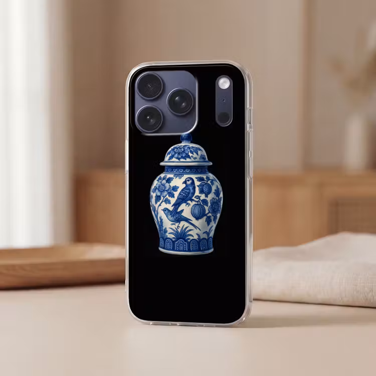 Pot - Delfts Blauw - Bloemen Telefoonhoesje iPhone 17 Pro klein -sfeer2