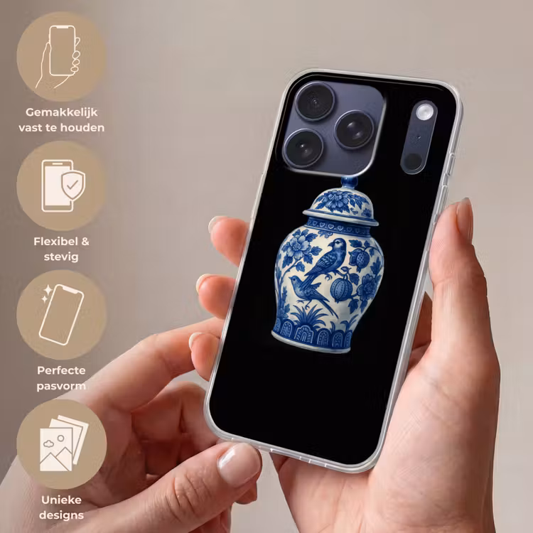 Pot - Delfts Blauw - Bloemen Telefoonhoesje iPhone 17 Pro klein -sfeer3_NL