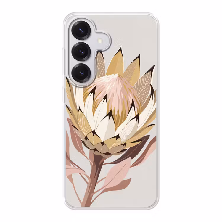 Protea - Bloem - Botanisch - Beige Telefoonhoesje Samsung Galaxy S26 klein -3d