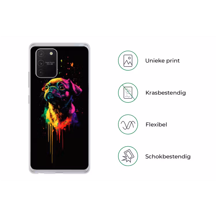 Puck - Hond - Verf - Kleuren Telefoonhoesje Samsung Galaxy S10 Lite klein -specsS10Lite