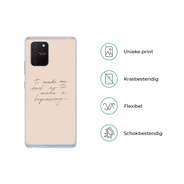 Quote - Pastel - Spreuk - Tekst Telefoonhoesje Samsung Galaxy S10 Lite klein -specsS10Lite