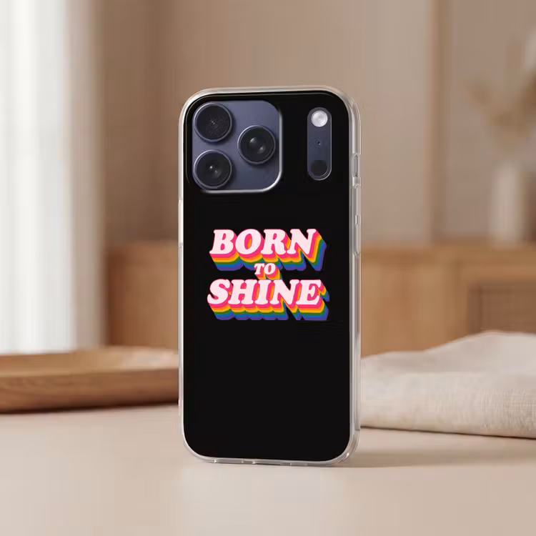 Quote - Regenboog - Roze - Zwart Telefoonhoesje iPhone 17 Pro klein -sfeer2