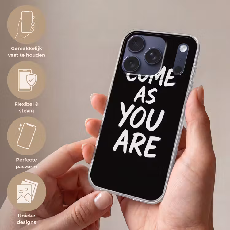 Quote - Zwart - Simpel Telefoonhoesje iPhone 17 Pro klein -sfeer3_NL
