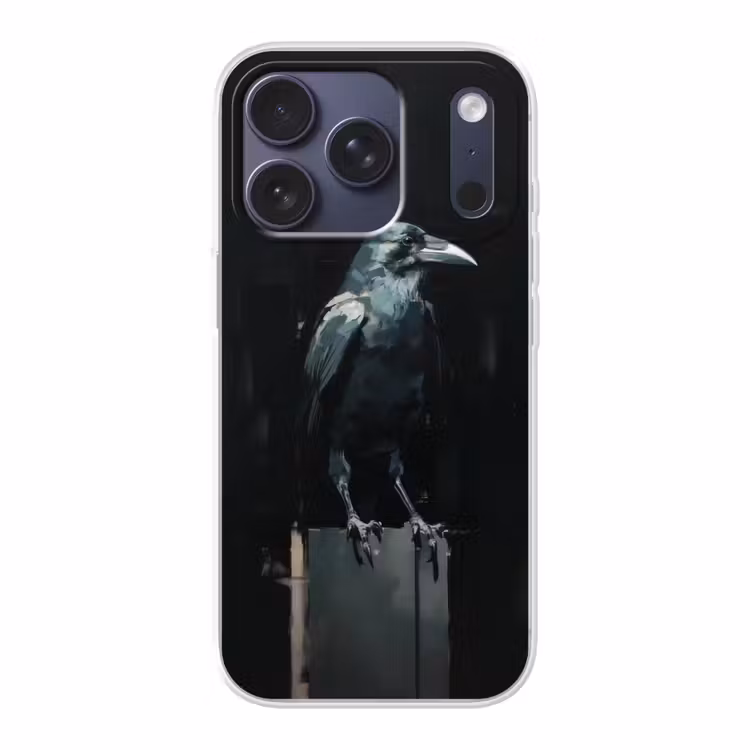 Raaf - Vogels - Zwart Telefoonhoesje iPhone 17 Pro klein -3d