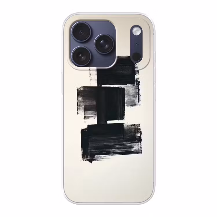 Rechthoeken - Penseelstreken - Abstract - Zwart Telefoonhoesje iPhone 17 Pro klein -3d