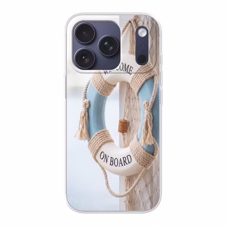 Reddingsboei - Maritiem - Welkom - Blauw - Wit Telefoonhoesje iPhone 17 Pro klein -3d