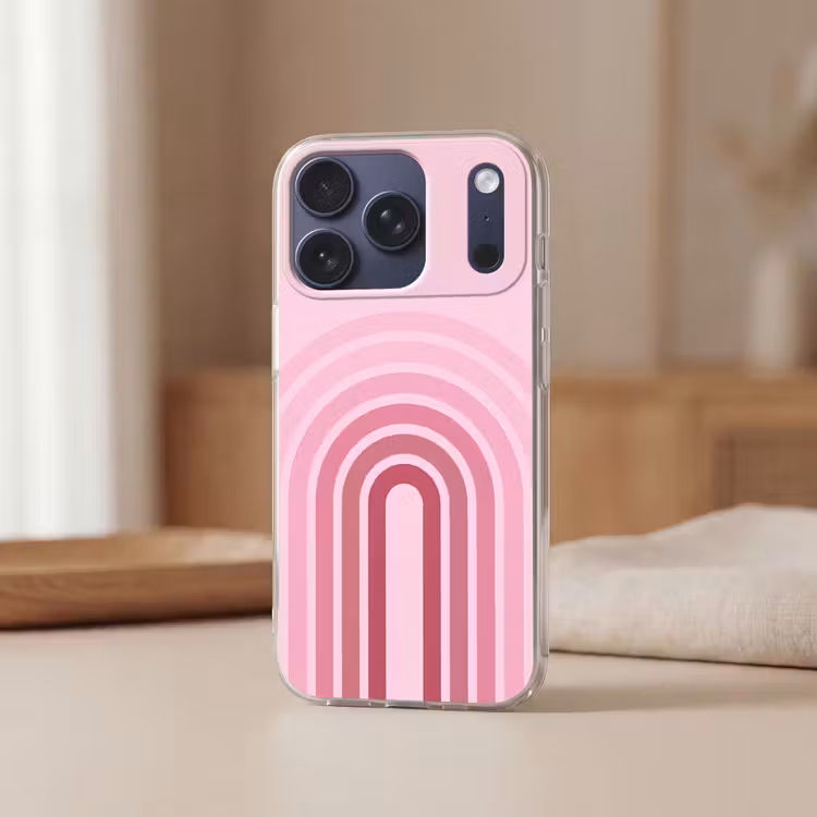 Regenboog - Roze - Abstract - Modern - Minimalistisch Telefoonhoesje iPhone 17 Pro klein -sfeer2