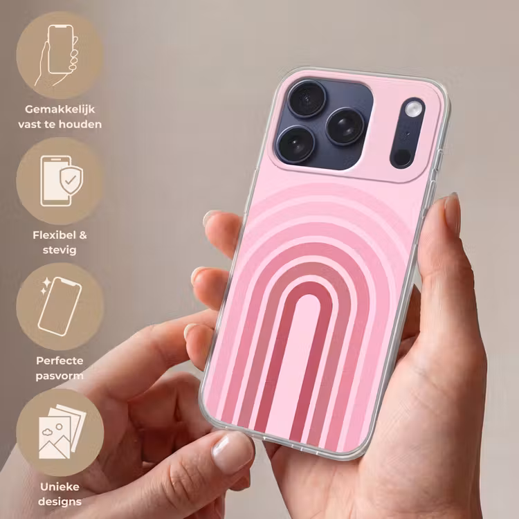 Regenboog - Roze - Abstract - Modern - Minimalistisch Telefoonhoesje iPhone 17 Pro klein -sfeer3_NL