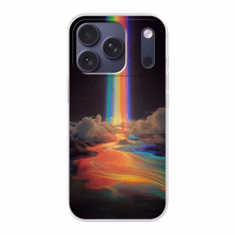 Regenboog - Verticaal - Sterrenhemel - Wolken Telefoonhoesje iPhone 17 Pro klein -3d
