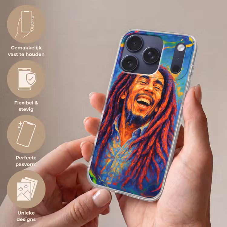 Regenboogkleuren - Man - schilderij Telefoonhoesje iPhone 17 Pro klein -sfeer3_NL