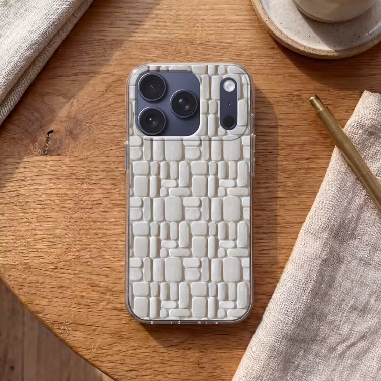 Reliëf - Structuur - Wit Telefoonhoesje iPhone 17 Pro klein 878 -sfeer1