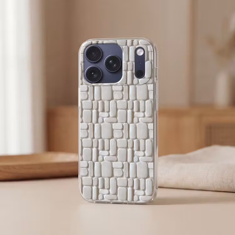 Reliëf - Structuur - Wit Telefoonhoesje iPhone 17 Pro klein 878 -sfeer2