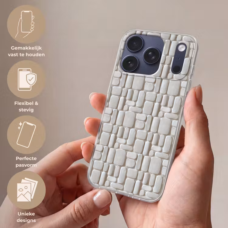 Reliëf - Structuur - Wit Telefoonhoesje iPhone 17 Pro klein 878 -sfeer3_NL