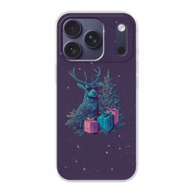 Rendier - Zonnebril - Neon - Kerstboom Telefoonhoesje iPhone 17 Pro klein -3d