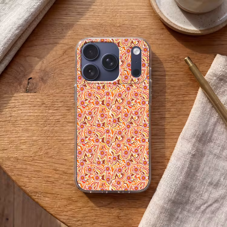 Retro - Bloemen - Patroon Telefoonhoesje iPhone 17 Pro klein 878 -sfeer1