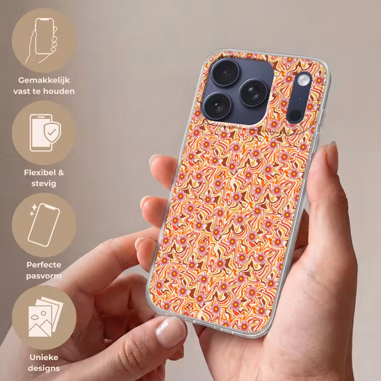 Retro - Bloemen - Patroon Telefoonhoesje iPhone 17 Pro klein 878 -sfeer3_NL
