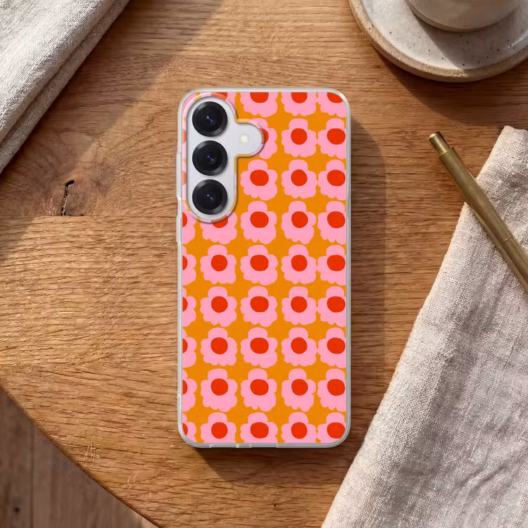 Retro - Bloemen - Roze Telefoonhoesje Samsung Galaxy S26 klein 975 -sfeer1