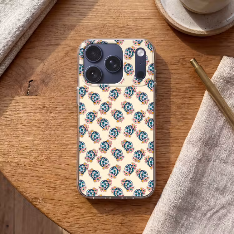 Retro - Disco - Bloemen - Discobal Telefoonhoesje iPhone 17 Pro klein 878 -sfeer1