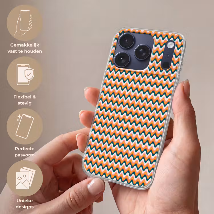 Retro - Disco - Golven - Kleur Telefoonhoesje iPhone 17 Pro klein 878 -sfeer3_NL