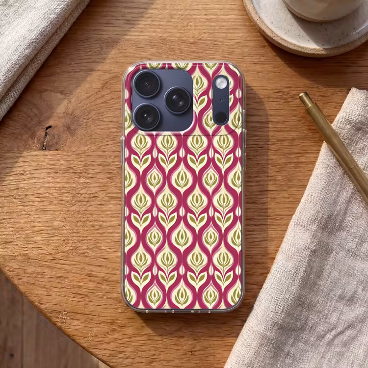 Retro - Floraal - Paars Telefoonhoesje iPhone 17 Pro klein 878 -sfeer1