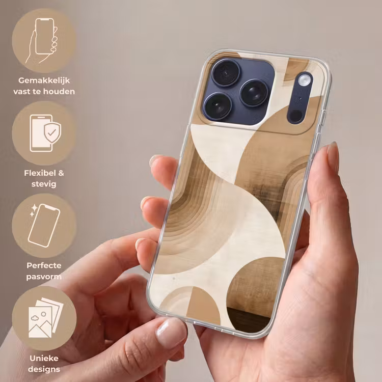 Retro - Geometrische lagen - Aardetinten Telefoonhoesje iPhone 17 Pro klein -sfeer3_NL