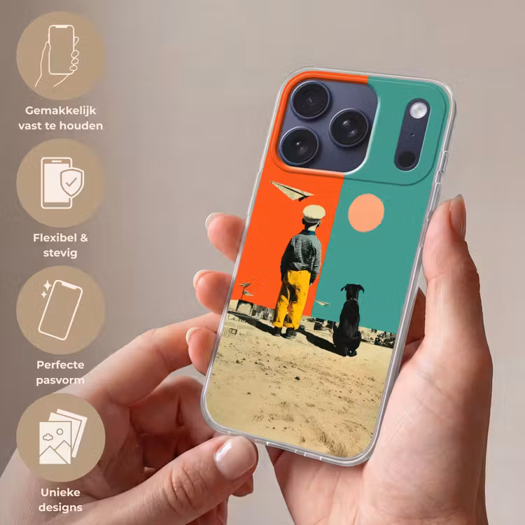 Retro - Jongen - Hond - Rood - Groen Telefoonhoesje iPhone 17 Pro klein -sfeer3_NL
