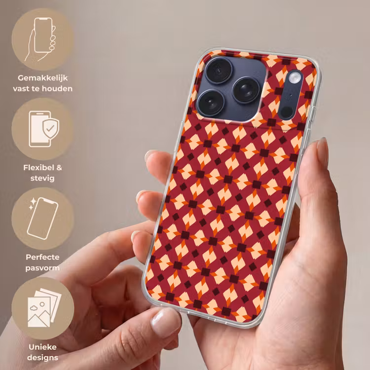 Retro - Patroon - Kleurrijk Telefoonhoesje iPhone 17 Pro klein 878 -sfeer3_NL