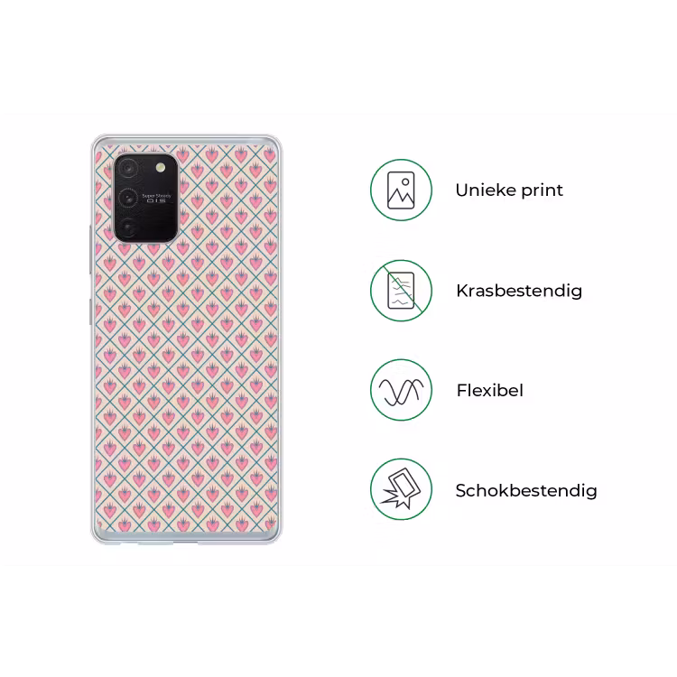 Retro - Ruit - Hartjes - Patroon Telefoonhoesje Samsung Galaxy S10 Lite klein 364 -specsS10Lite