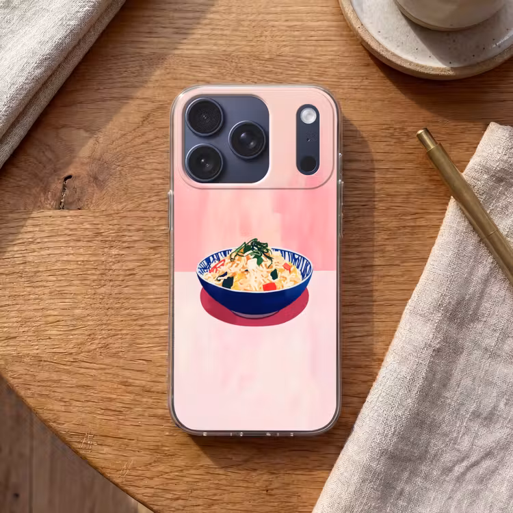 Rijst - Illustratie - Kom - Groente Telefoonhoesje iPhone 17 Pro klein -sfeer1