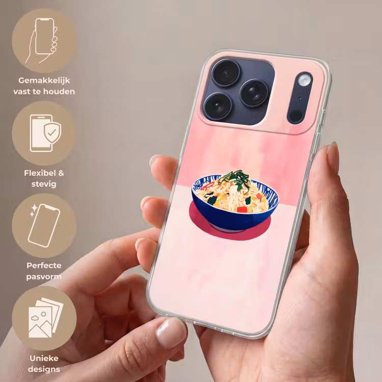 Rijst - Illustratie - Kom - Groente Telefoonhoesje iPhone 17 Pro klein -sfeer3_NL