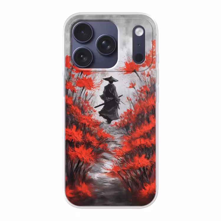 Rode bloemen - mistig - Man Telefoonhoesje iPhone 17 Pro klein -3d