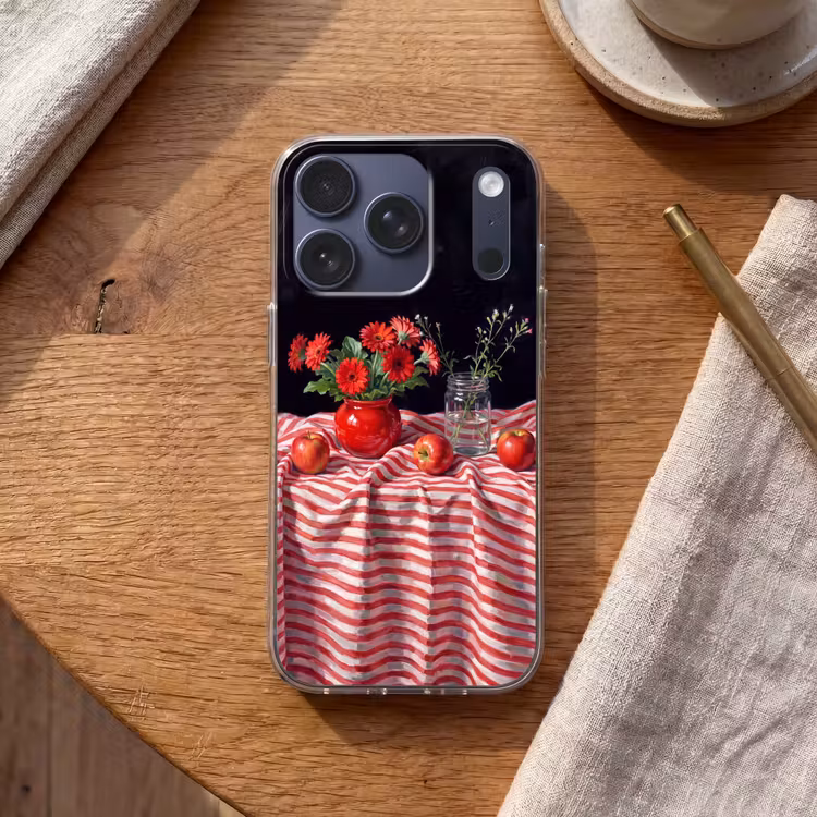Telefoonhoesje - Rode bloemen - Vaas - Rode bloemen - Vaas Telefoonhoesje iPhone 17 Pro klein