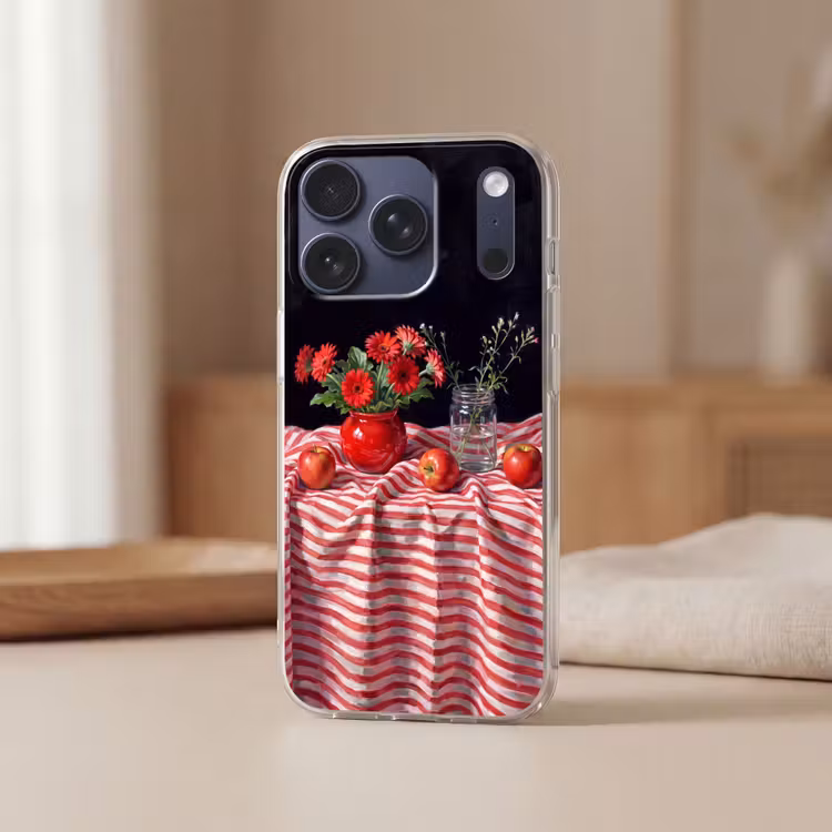Telefoonhoesje - Rode bloemen - Vaas - Rode bloemen - Vaas Telefoonhoesje iPhone 17 Pro klein