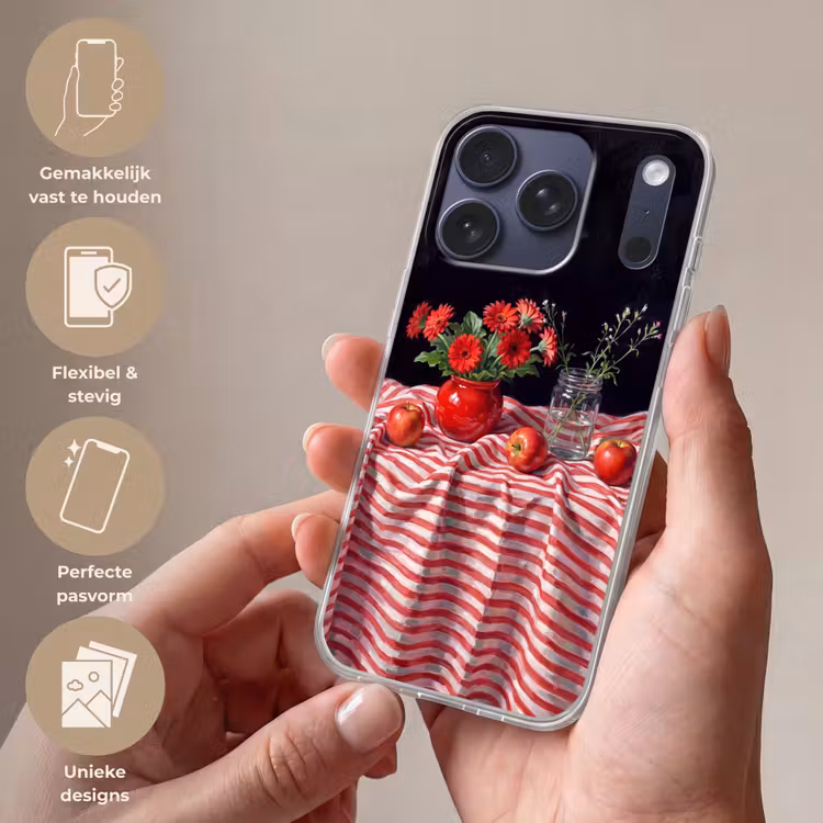 Telefoonhoesje - Rode bloemen - Vaas - Rode bloemen - Vaas Telefoonhoesje iPhone 17 Pro klein