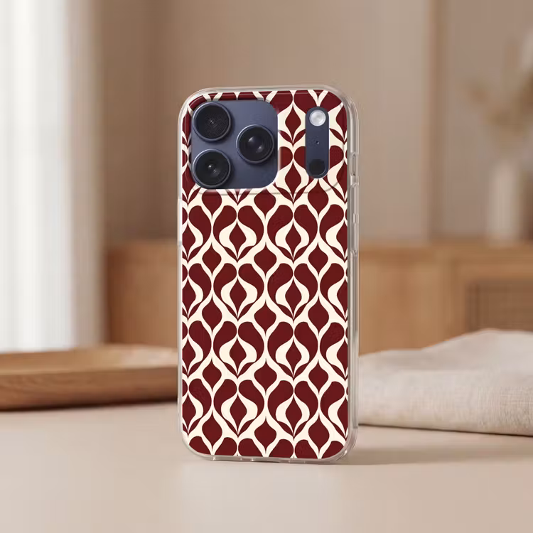 Rood - Druppelpatroon - Grafisch Telefoonhoesje iPhone 17 Pro klein 878 -sfeer2