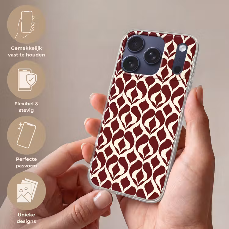 Rood - Druppelpatroon - Grafisch Telefoonhoesje iPhone 17 Pro klein 878 -sfeer3_NL
