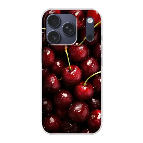 Rood - Fruit - Kersen Telefoonhoesje iPhone 17 Pro klein -3d