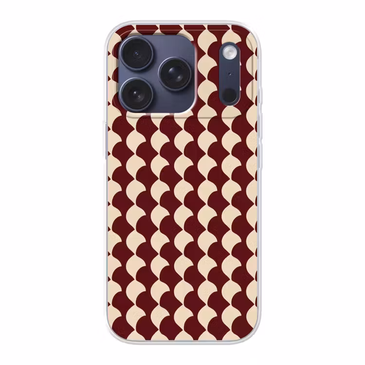 Rood - Tegelpatroon - Crème Telefoonhoesje iPhone 17 Pro klein 878 -3d