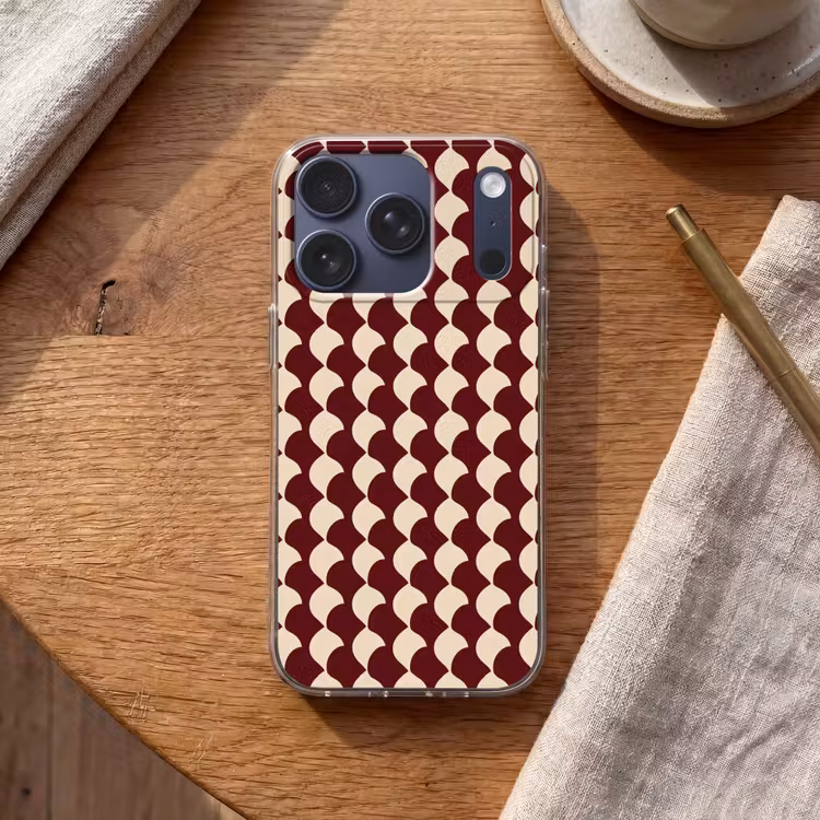 Rood - Tegelpatroon - Crème Telefoonhoesje iPhone 17 Pro klein 878 -sfeer1