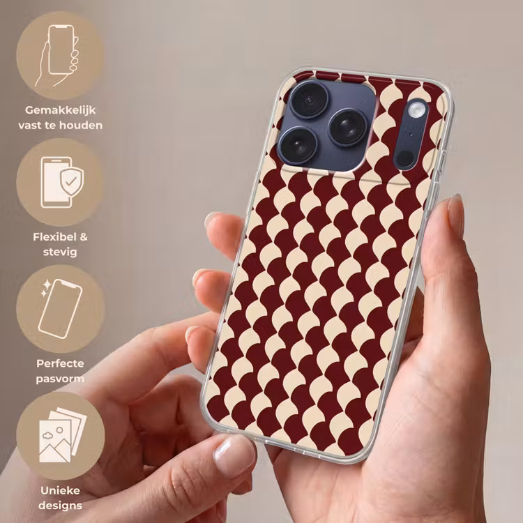 Rood - Tegelpatroon - Crème Telefoonhoesje iPhone 17 Pro klein 878 -sfeer3_NL