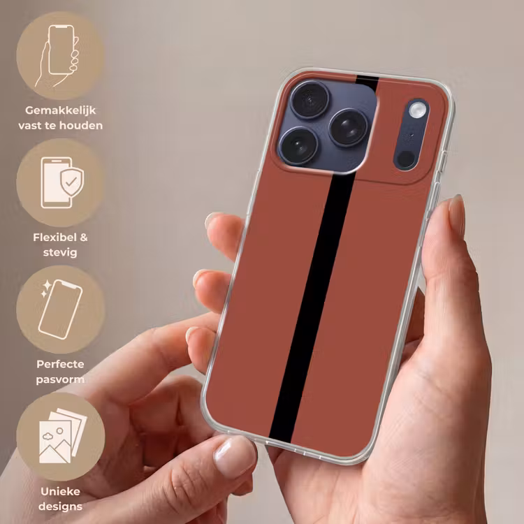 Rood - Zwart - Streep - Minimalistisch Telefoonhoesje iPhone 17 Pro klein -sfeer3_NL